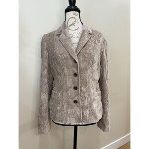 Croft & Borrow Blazer womens Sz 14 Velour Brocade Brown Lightweight a
